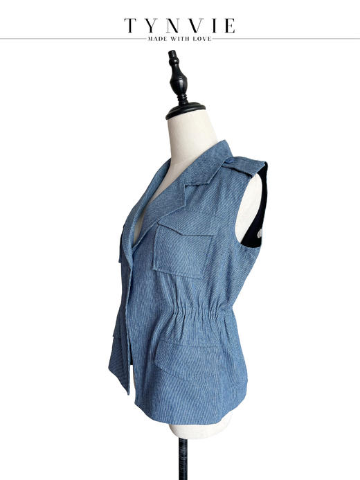 TYNVIE 西装领插袋背心外套 - 牛仔蓝 商品图2