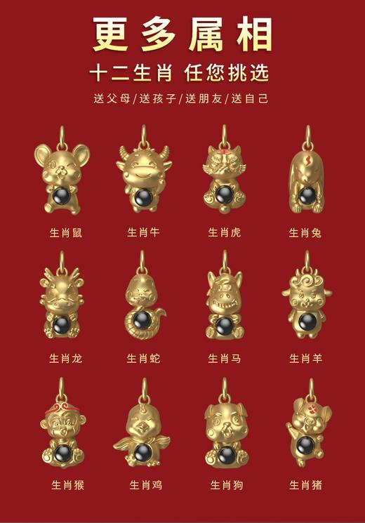 清仓特价：(8合1)楞大隨生肖银项链电镀金 吉祥物属相吊坠 守护投影石挂件 商品图13