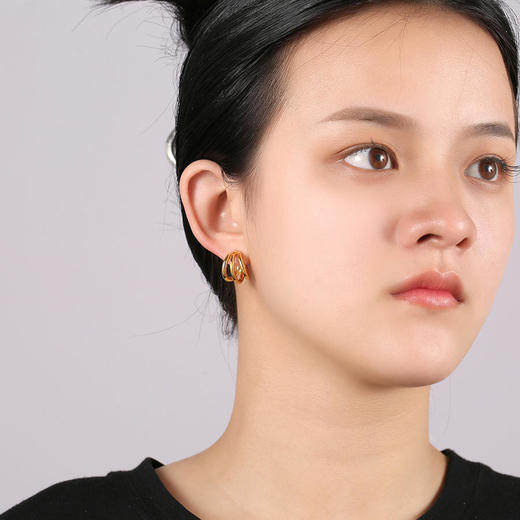 QJMSP-H00802新款时尚简约气质小香风几何耳钉 商品图5