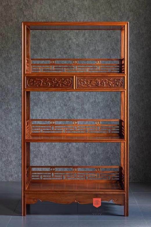 红桥红  家具严选  缅甸花梨（大果紫檀）【178 上博复刻品字栏杆 书架】 商品图4