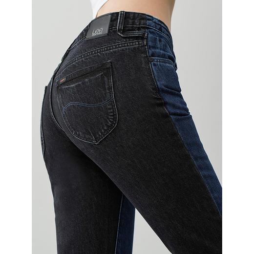 【尺码全】Lee都市骑士401版型标准小脚蓝色拼接女九分牛仔裤LWZ4015PN92L 商品图2