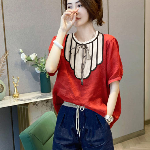 设计感休闲衬衫，夏季2022新款薄款小衫衬衣上衣YYM8838 商品图2