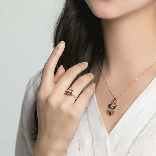 ［醒狮系列］18K玫瑰金贝母镶钻戒指 商品图2