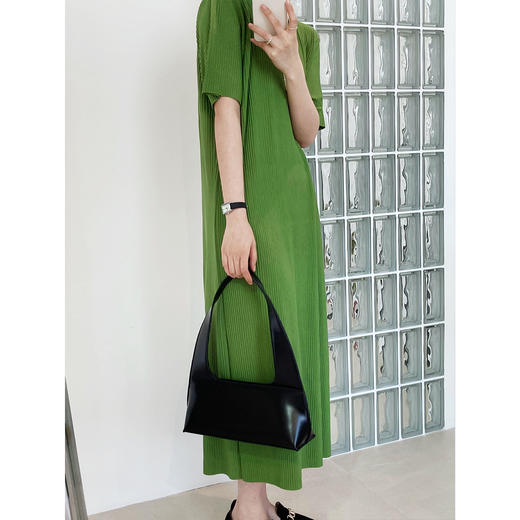 日本褶皱面料 中长款 懒人直身 连衣裙#B222705 商品图3