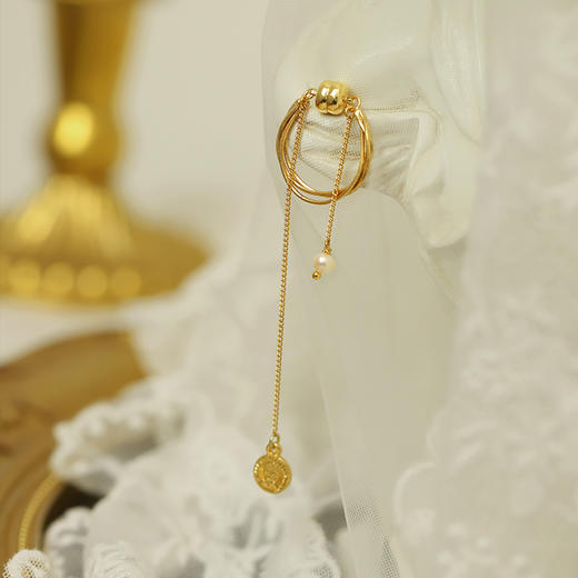 Oflye潮流饰品 珍珠流苏耳夹女长款无耳洞耳环潮独特耳骨夹 商品图1