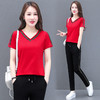 2022新款时尚休闲运动服套装女V领纯棉两件套TR-8303MDLY 商品缩略图4
