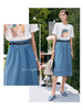 欧芮儿OLrain法式蓝色半身裙女夏季2022新款腰带中长款大摆伞裙 商品缩略图0