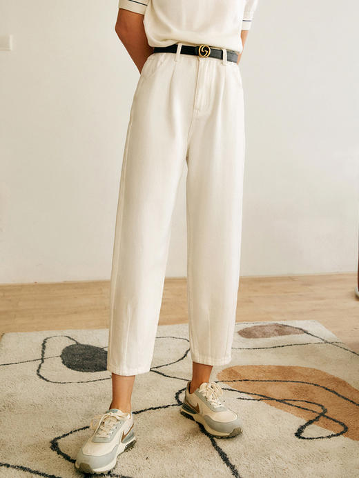 欧芮儿OLrain法式白色牛仔裤女夏季2022年新款直筒阔腿老爹裤子 商品图3