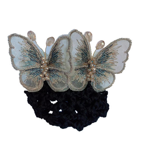 韩版酒店银行蝴蝶发网职业盘发网兜发夹头饰 商品图4