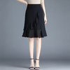 黑色雪纺短裙半身裙女夏季2022新款裙子高腰显瘦a字鱼尾裙包臀裙 AL89789 商品缩略图0