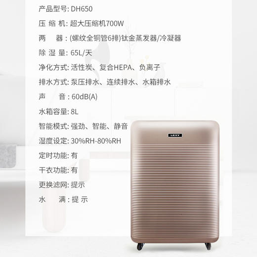 莱克DH650除湿机别墅家用工业抽湿机地下室大功率吸湿器干燥机 商品图2