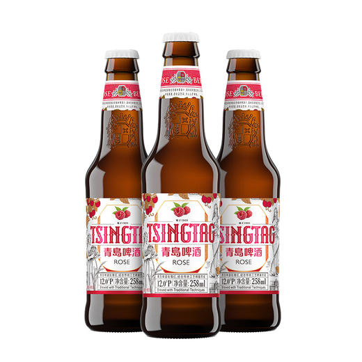【青岛啤酒】玫瑰红 白啤12度258ml*24瓶 商品图4