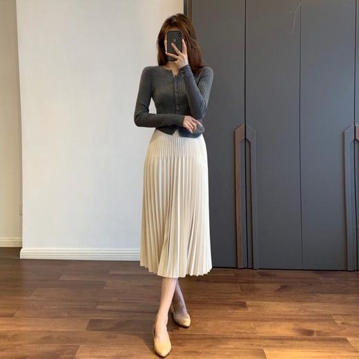 专柜重工双压褶 优雅知性百褶半裙#B222306 商品图2