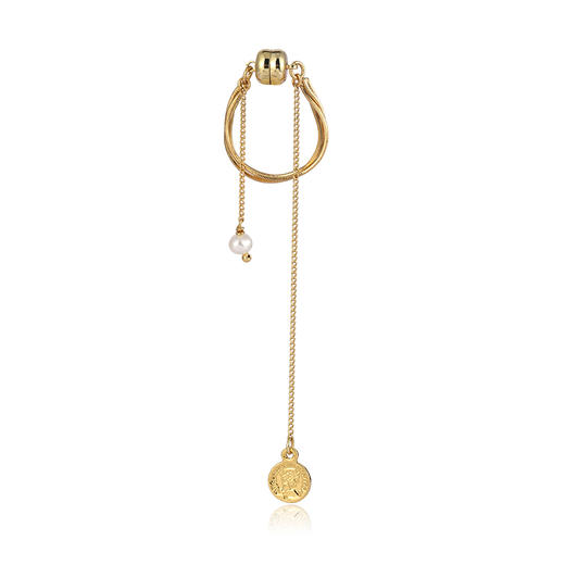 Oflye潮流饰品 珍珠流苏耳夹女长款无耳洞耳环潮独特耳骨夹 商品图4