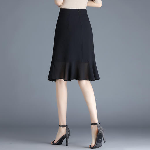 黑色雪纺短裙半身裙女夏季2022新款裙子高腰显瘦a字鱼尾裙包臀裙 AL89789 商品图4