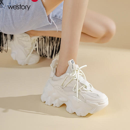 westory女鞋2022年春夏新款网面超清厚软底增高老爹鞋女W22CM72251 商品图1