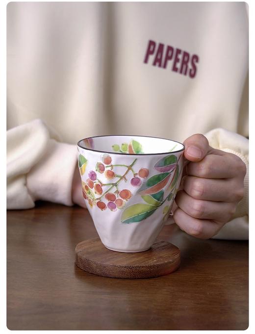 日本美浓烧和蓝陶瓷水彩花卉繁花十二个月花语马克杯子 商品图0