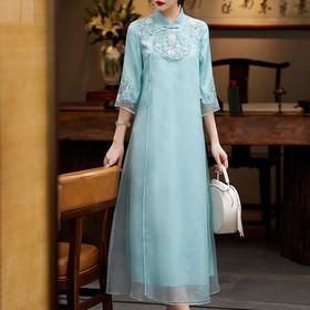 OG-A9017夏季新款中式女装国潮刺绣复古宽松飘逸大摆裙