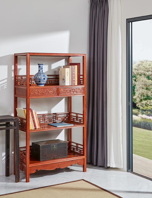 红桥红  家具严选  缅甸花梨（大果紫檀）【178 上博复刻品字栏杆 书架】 商品图5