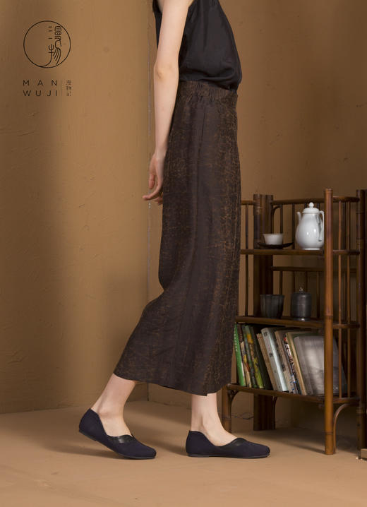 漫物记龟裂纹香云纱直筒拼接八分裤XYS-W151 商品图6