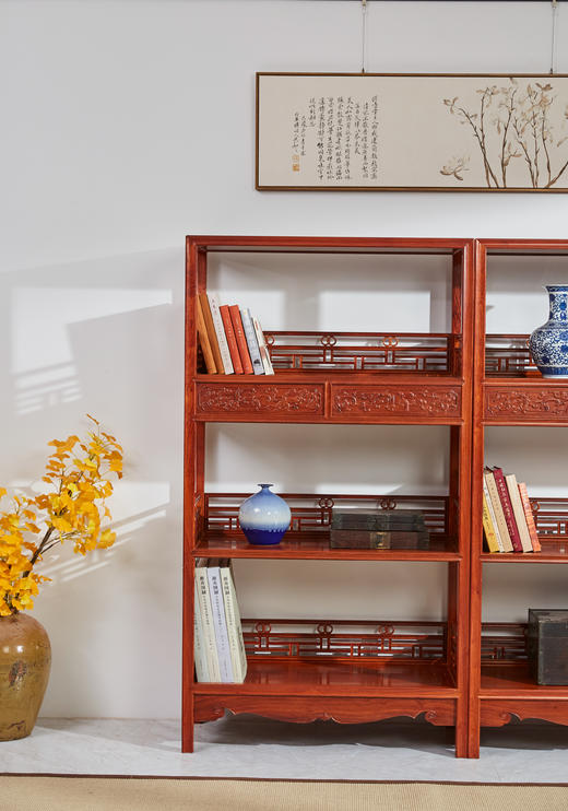 红桥红  家具严选  缅甸花梨（大果紫檀）【178 上博复刻品字栏杆 书架】 商品图2