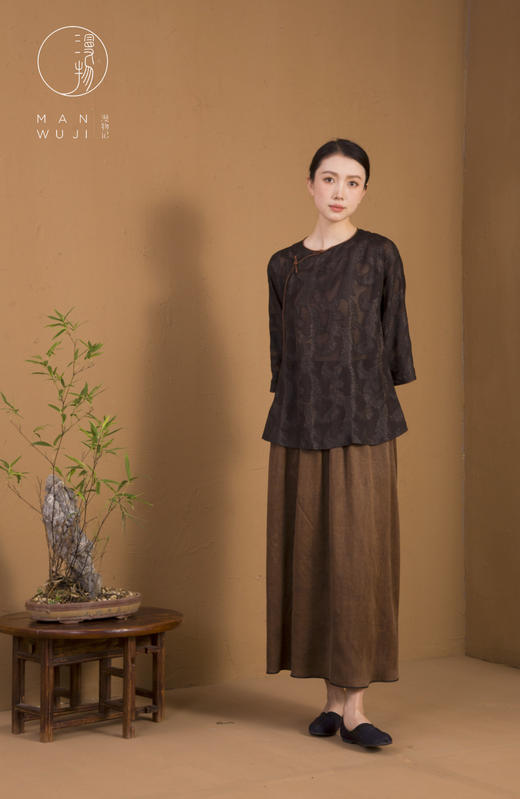 XYS-017剪花香云纱斜襟滚边上衣 商品图0