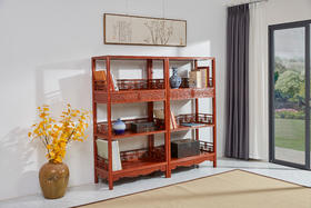 红桥红  家具严选  缅甸花梨（大果紫檀）【178 上博复刻品字栏杆 书架】