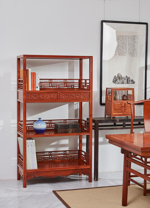 红桥红  家具严选  缅甸花梨（大果紫檀）【178 上博复刻品字栏杆 书架】 商品图7