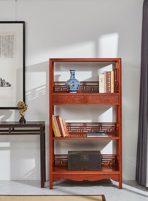 红桥红  家具严选  缅甸花梨（大果紫檀）【178 上博复刻品字栏杆 书架】 商品图9