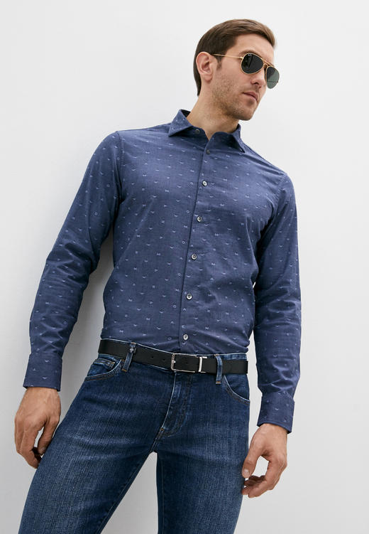 阿玛尼(ARMANI）男装奢侈品刺绣老鹰logo男士衬衫98719 商品图0