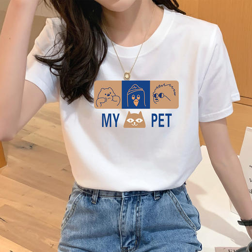 「纯棉材质！黑白两色可选」韩版夏季短袖t恤女T恤衫棉时尚韩版内搭半袖袖上衣T恤女 商品图1