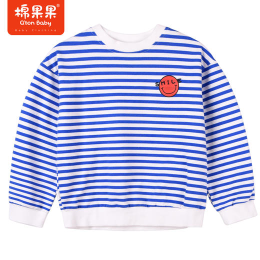 商场同款棉果果秋季新款男童圆领套头卫衣条纹小清新M312180222492 商品图0
