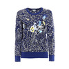 KENZO 高田贤三 女士棉质刺绣徽标撞色图案圆领长袖针织衫 蓝色 F852 TO494 850 74 商品缩略图0