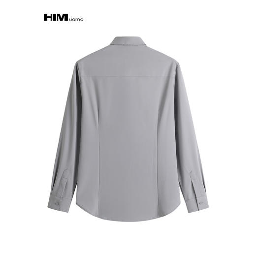 HIM漢崇 衬衫男夏方领商务正装青年免烫透气长袖衬衣 商品图1
