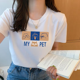 「纯棉材质！黑白两色可选」韩版夏季短袖t恤女T恤衫棉时尚韩版内搭半袖袖上衣T恤女