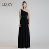 LIZZY 优雅名媛风手工钉珠单肩收腰宴会长款礼服连衣裙3653 商品缩略图0