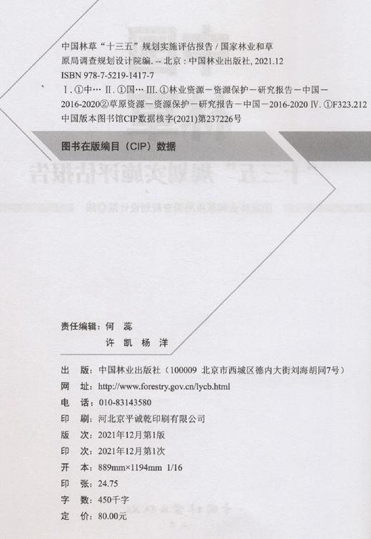 中国林草十三五规划实施评估报告 张煜星 1417 中国林业出版社 商品图1