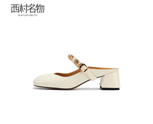 西村名物2022夏季新款包头拖鞋女外穿方头软皮舒适通勤女鞋19831 商品图2