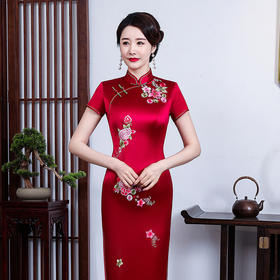 TZRY-21035新款醋酸手推绣婚庆旗袍喜婆婆大气 混会旗袍