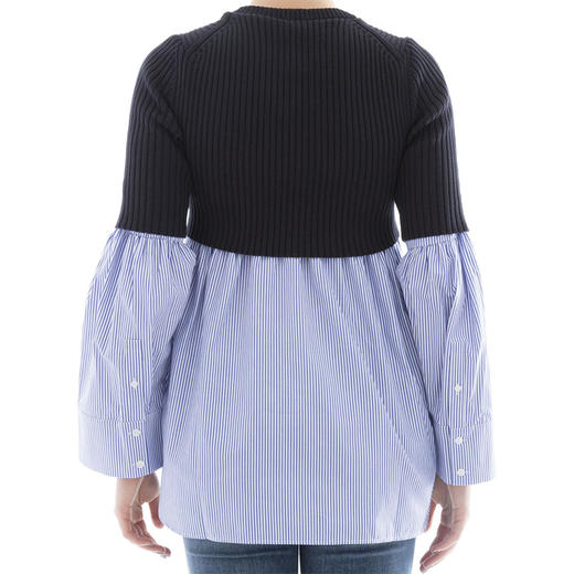 KENZO 高田贤三 女士棉质罗纹短款圆领上衣和条纹衬衫下装组合针织衫 F852 TO063 5AT 72 商品图3