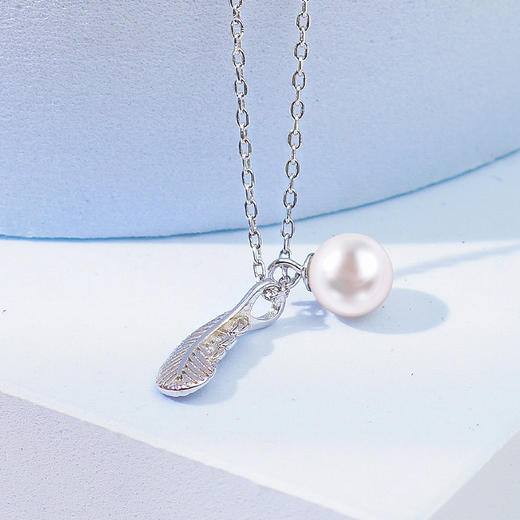 饰瑾美/无限爱意淡水羽毛珍珠项链S925银原创设计一款三戴吊坠 商品图6