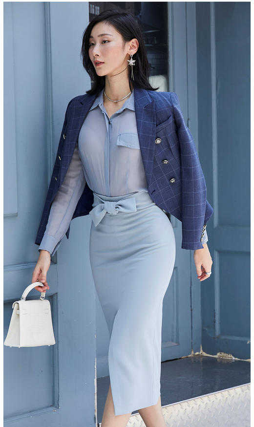 “蓝蝴蝶”半裙 优雅 高知 浪漫 少女心  J9353764A颈袖添香 商品图3