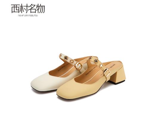西村名物2022夏季新款包头拖鞋女外穿方头软皮舒适通勤女鞋19831 商品图0
