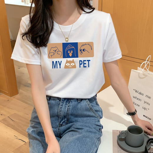 「纯棉材质！黑白两色可选」韩版夏季短袖t恤女T恤衫棉时尚韩版内搭半袖袖上衣T恤女 商品图5