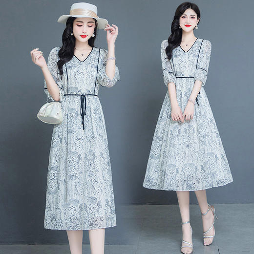 YWE BKY78气质减龄印花连衣裙 商品图0