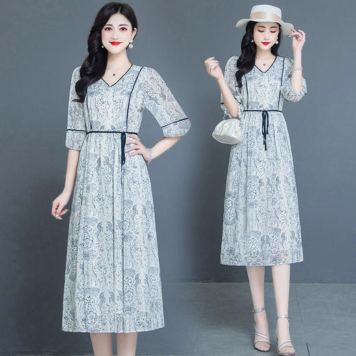 YWE BKY78气质减龄印花连衣裙 商品图3
