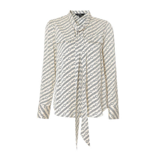 EITIE爱特爱秋季新款时尚通勤印花飘带衬衫女上衣6709416 商品图5