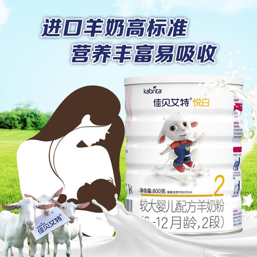 荷兰进口佳贝艾特幼儿配方婴儿羊奶粉悦白2段6-12个月800g 商品图2