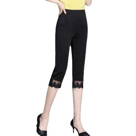 MQ夏季外穿薄款花边直筒裤高腰显瘦七分裤夏装 商品图2