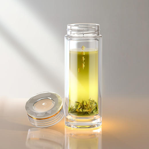 思宝旗舰店金钻年华双层玻璃杯商务女士办公礼品便携透明泡茶水杯 商品图3